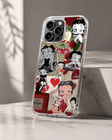 Betty Boop cartoon collage with playful design on phone case — Hero
