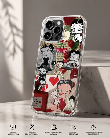Betty Boop cartoon collage with playful design on phone case — Specs