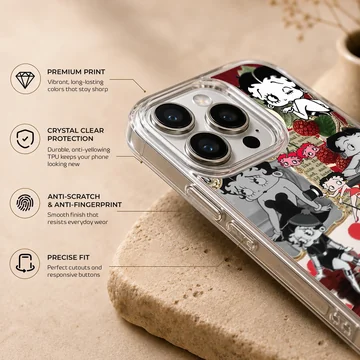 Betty Boop cartoon collage with playful design on phone case — Info