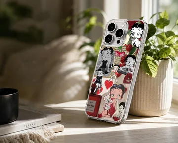 Betty Boop cartoon collage with playful design on phone case — Lifestyle
