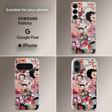 Nostalgic Betty Boop cartoon collage design on phone case — Collage