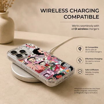Nostalgic Betty Boop cartoon collage design on phone case — Charging