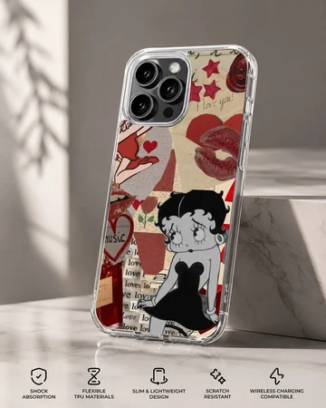 Betty Boop collage in red and black tones on phone case — Specs