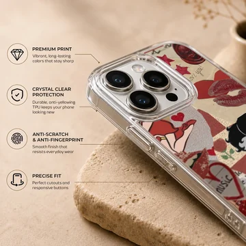 Betty Boop collage in red and black tones on phone case — Info