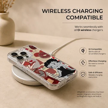 Betty Boop collage in red and black tones on phone case — Charging