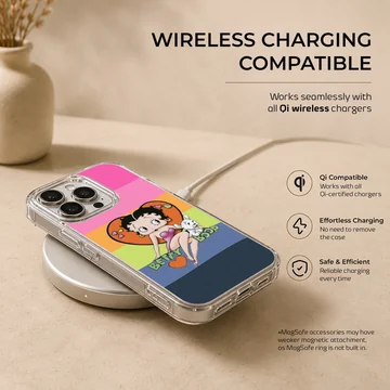 Playful Betty Boop cartoon artwork on phone case — Charging