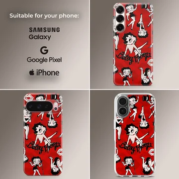 Betty Boop cartoon design on red background phone case — Collage