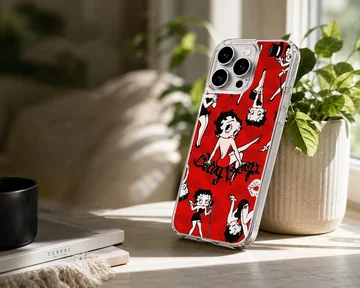 Betty Boop cartoon design on red background phone case — Lifestyle