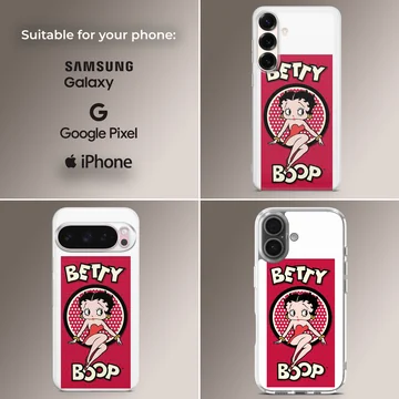 Betty Boop cartoon design on a vibrant phone case — Collage