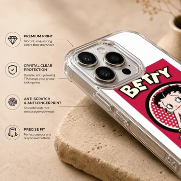 Betty Boop cartoon design on a vibrant phone case — Info