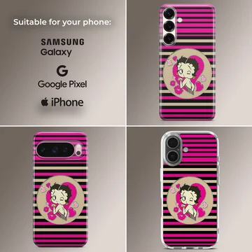 Betty Boop cartoon with striped background phone case — Collage