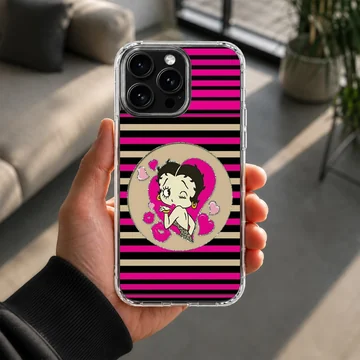 Betty Boop cartoon with striped background phone case — Lifestyle