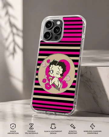 Betty Boop cartoon with striped background phone case — Specs