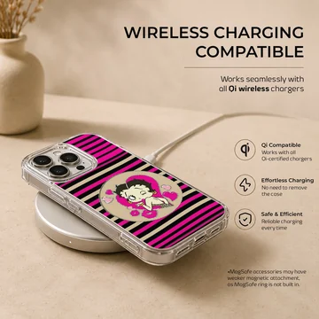 Betty Boop cartoon with striped background phone case — Charging