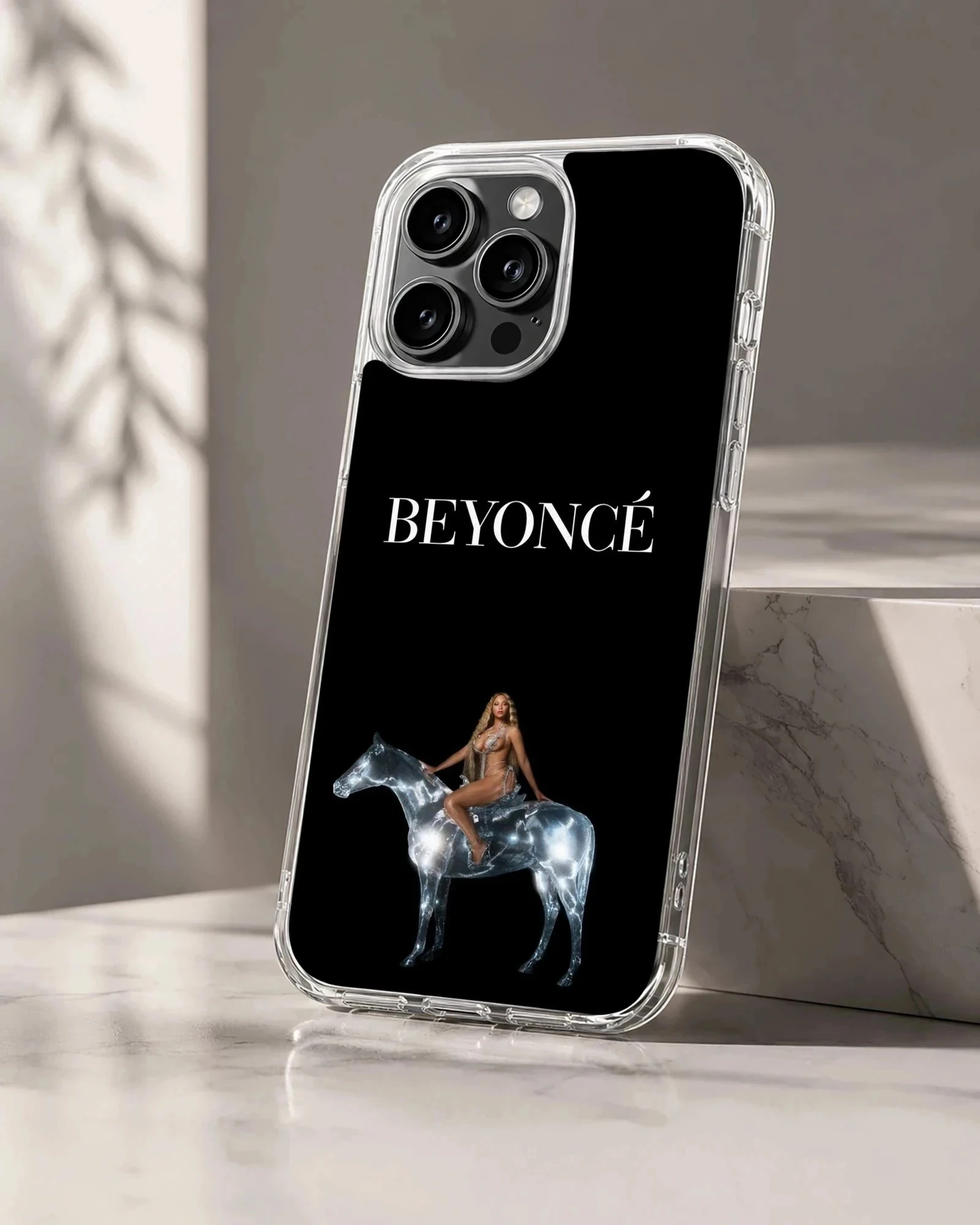 Beyoncé artwork on phone case with bold typography