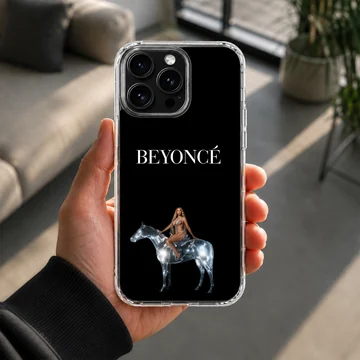 Beyoncé artwork on phone case with bold typography — Lifestyle