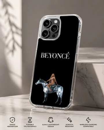 Beyoncé artwork on phone case with bold typography — Specs