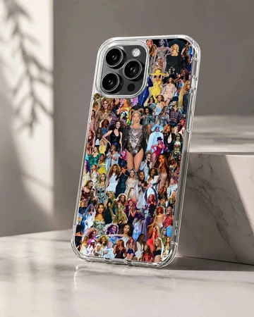 A dynamic collage of Beyoncé poses on a phone case