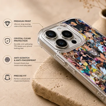 A dynamic collage of Beyoncé poses on a phone case — Info