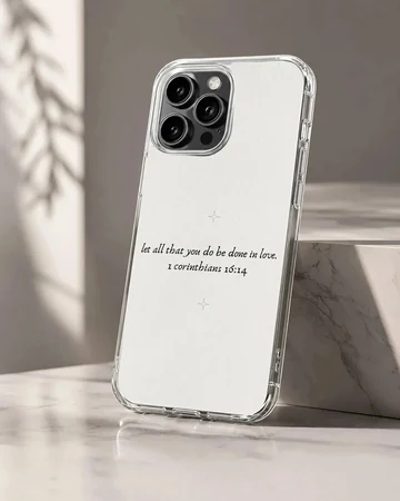 Minimal typography design featuring a Bible verse on phone case.