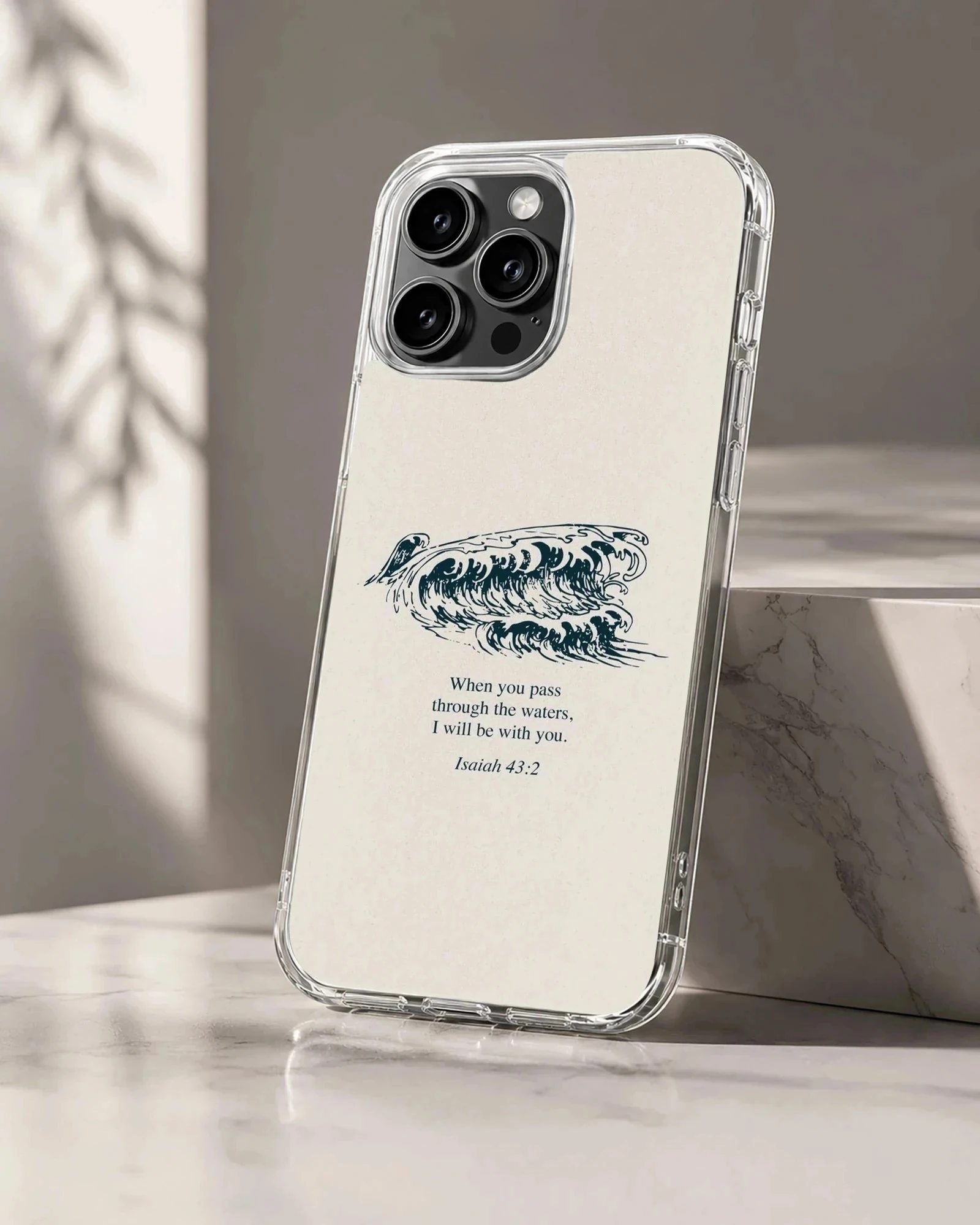Bible verses phone case with waves design and inspirational quote