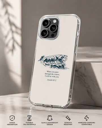 Bible verses phone case with waves design and inspirational quote — Specs