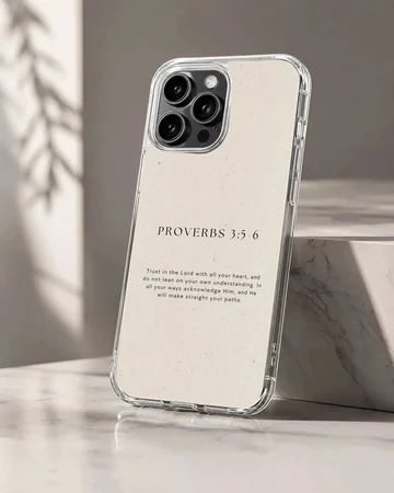 Minimalist Proverbs 3:5-6 design on phone case