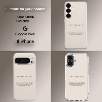 Minimalist Proverbs 3:5-6 design on phone case — Collage