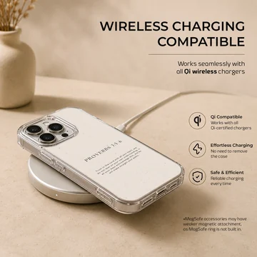 Minimalist Proverbs 3:5-6 design on phone case — Charging