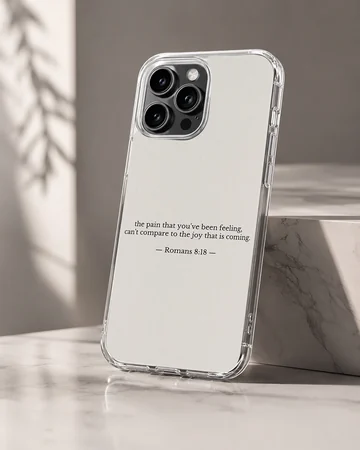 Bible Verse Romans 8:18 phone case with minimal typography. — Hero