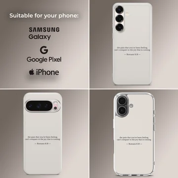 Bible Verse Romans 8:18 phone case with minimal typography. — Collage