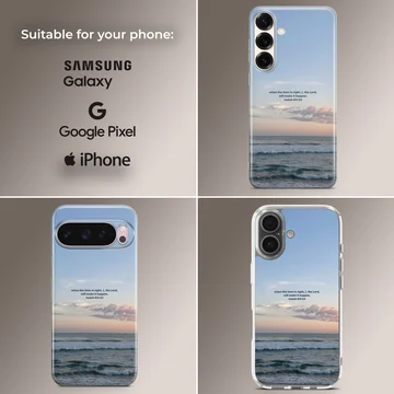 Serene sea view with Bible verse on phone case — Collage