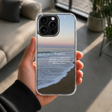 Beach scene with Bible verse phone case — Lifestyle