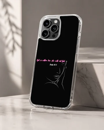Minimalistic Bible verse design with bold typography on phone case — Hero