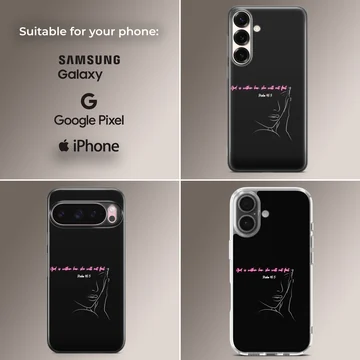Minimalistic Bible verse design with bold typography on phone case — Collage