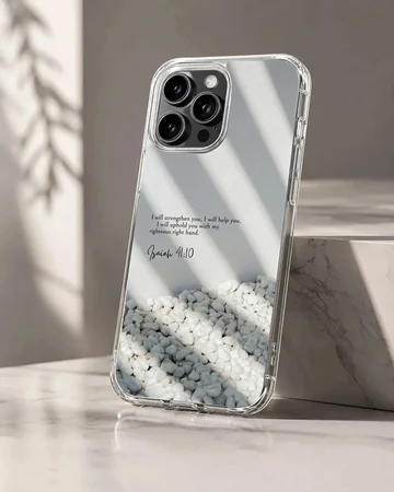 Bible verse with serene pebble design on phone case