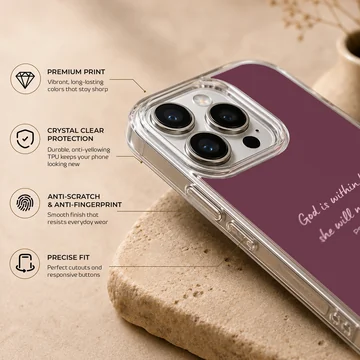 Phone case featuring Psalm 46:5 with heart accents, Bible Verses design — Info