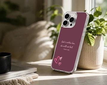 Phone case featuring Psalm 46:5 with heart accents, Bible Verses design — Lifestyle