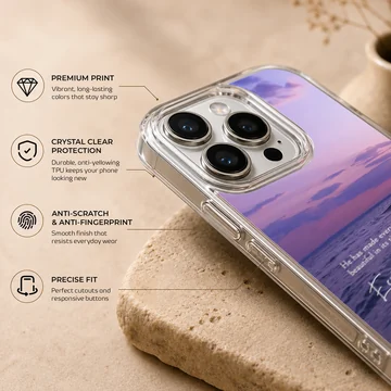 Serene ocean with Bible verse printed on phone case — Info