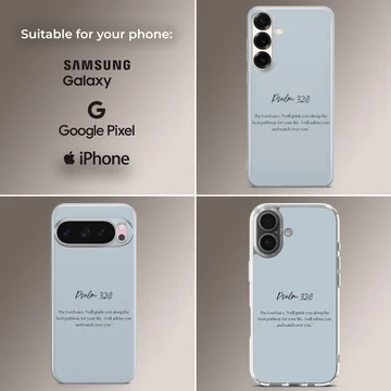 Bible Verses Phone Case featuring Psalm 32:8 inspirational quote. — Collage
