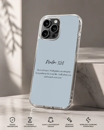 Bible Verses Phone Case featuring Psalm 32:8 inspirational quote. — Specs