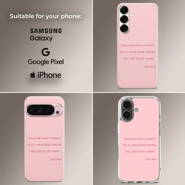 Phone case featuring Job 34:32 Bible verse — Collage