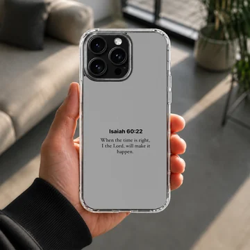 Phone case with Isaiah 60:22 Bible verse in minimal typography. — Lifestyle