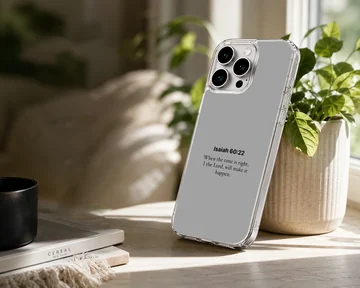 Phone case with Isaiah 60:22 Bible verse in minimal typography. — Lifestyle