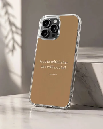 Bible Verses phone case featuring Psalm 46:5 in minimalist typography.