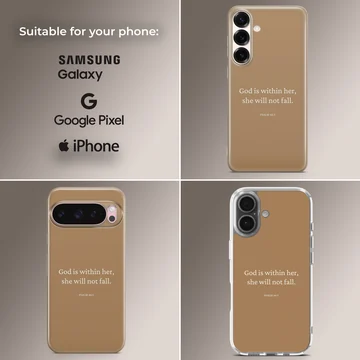 Bible Verses phone case featuring Psalm 46:5 in minimalist typography. — Collage