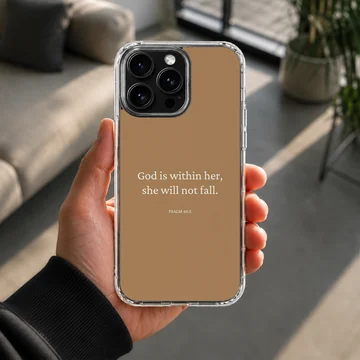 Bible Verses phone case featuring Psalm 46:5 in minimalist typography. — Lifestyle