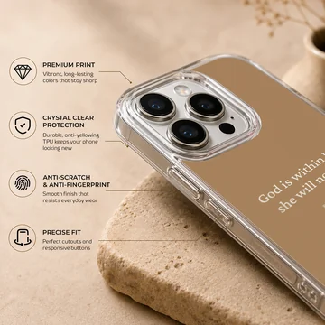 Bible Verses phone case featuring Psalm 46:5 in minimalist typography. — Info