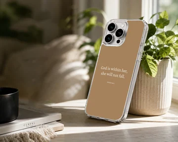 Bible Verses phone case featuring Psalm 46:5 in minimalist typography. — Lifestyle