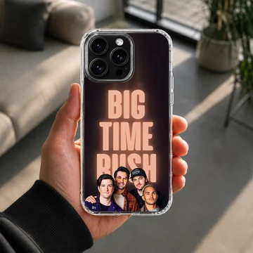 Big Time Rush members and bold typography phone case — Lifestyle